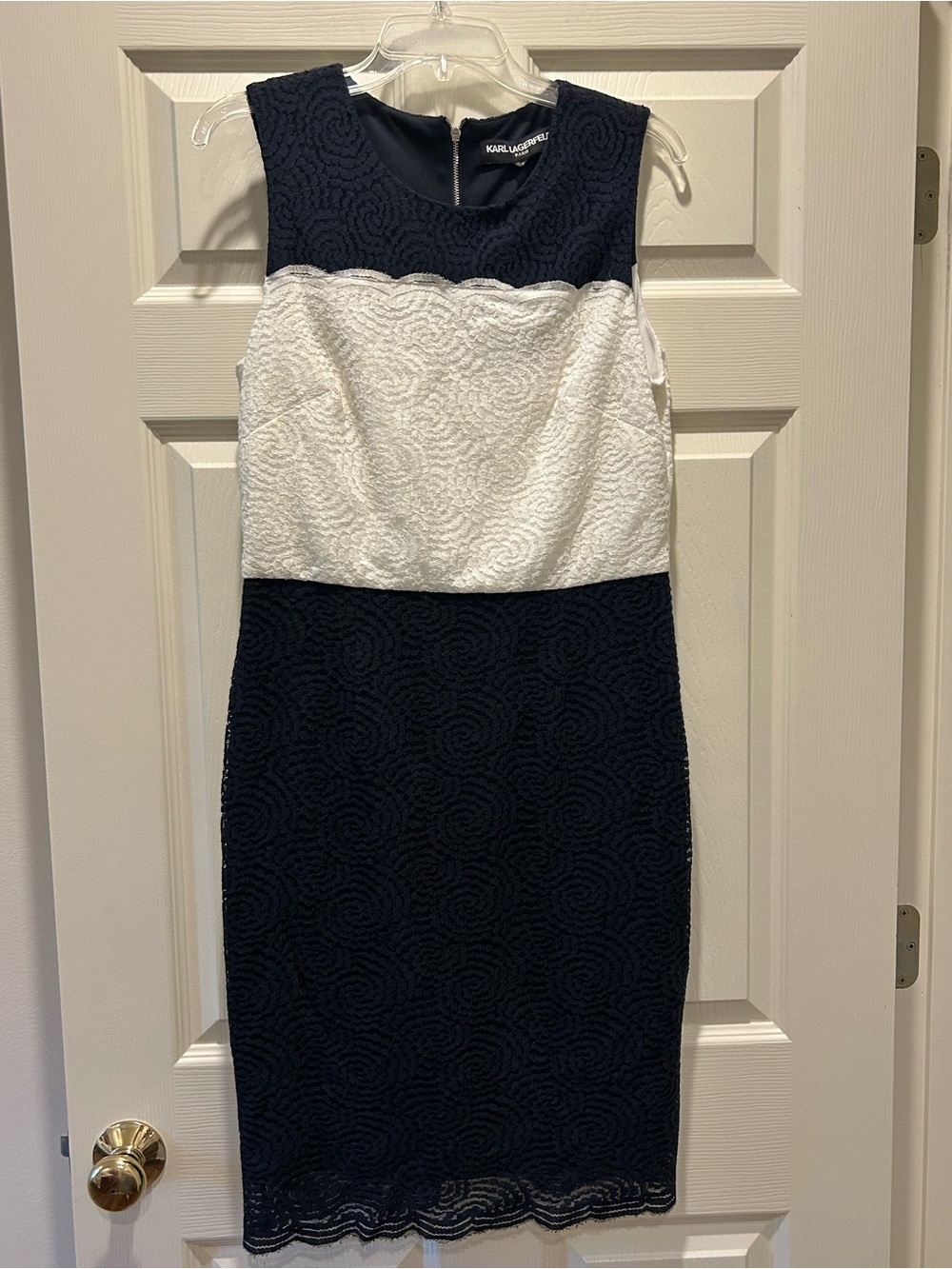 Karl Lagerfeld Navy & White Lace Sheath Dress